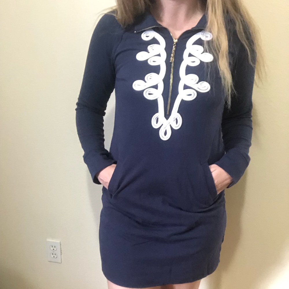 Lilly Pulitzer Navy Blue Popover Dress Small